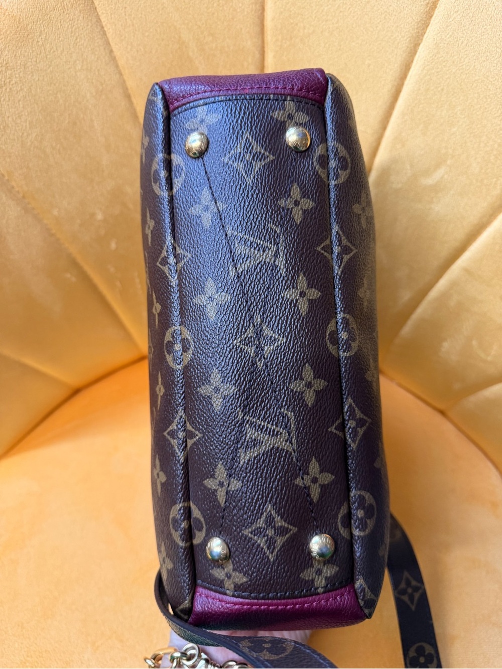 Louis Vuitton Monogram Canvas Plum Trim Top-Handle Satchel - Picture 7 of 13